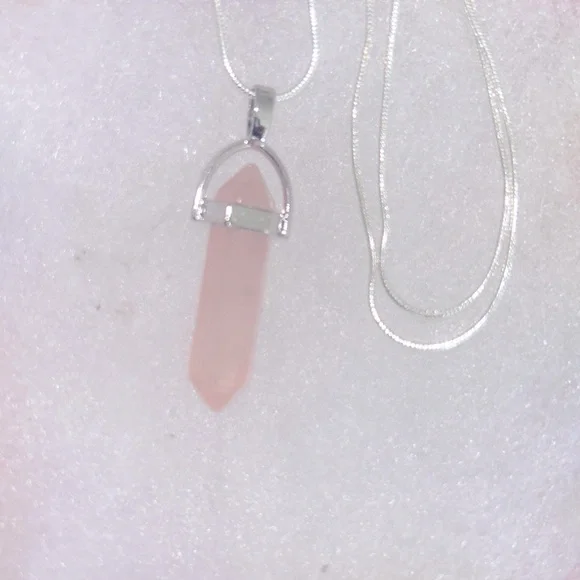 Boho hippie Rose Quartz Crystal Sterling Silver
24” Necklace - Picture 5 of 5
